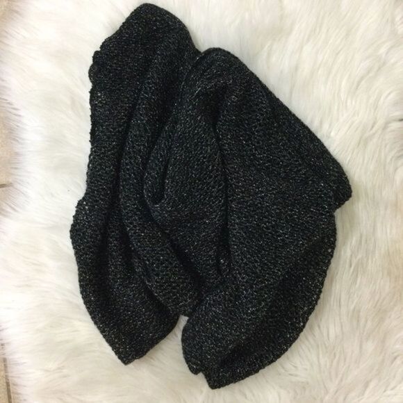 Black with Silver Metallic Shimmer‎ Infinity Scarf or Wrap - Picture 7 of 9